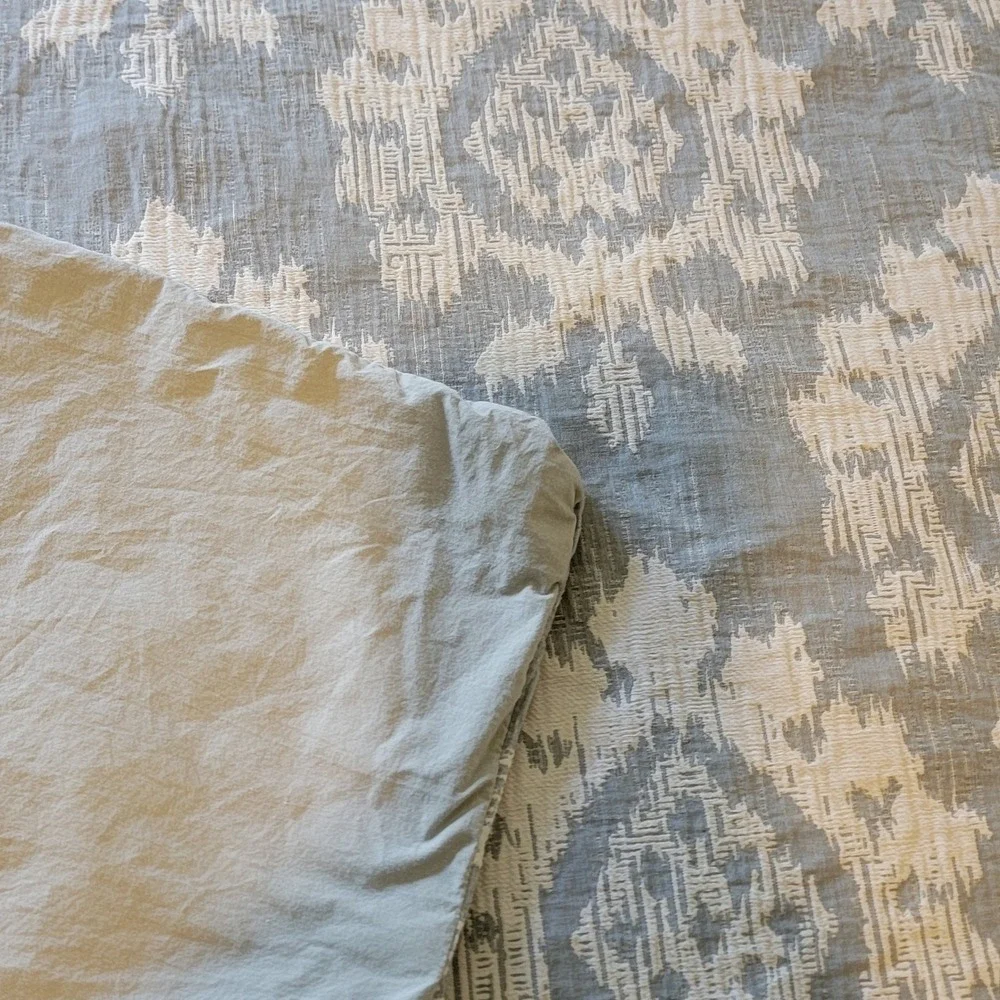 Arhaus Gray White Damask Medallion Cotton Duvet‎ Cover Portugal SUJACK King